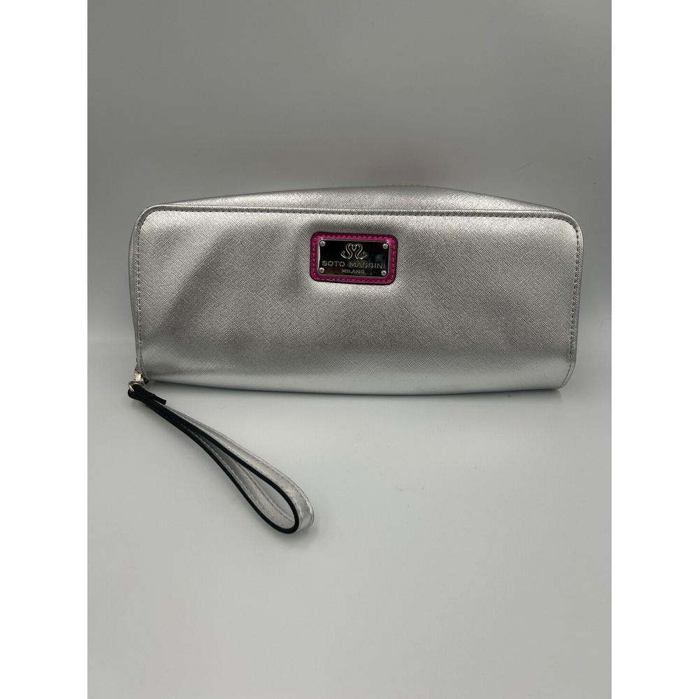Soto Massini Milano Silver Metallic Ballet Clutch Wallet Organizer‎